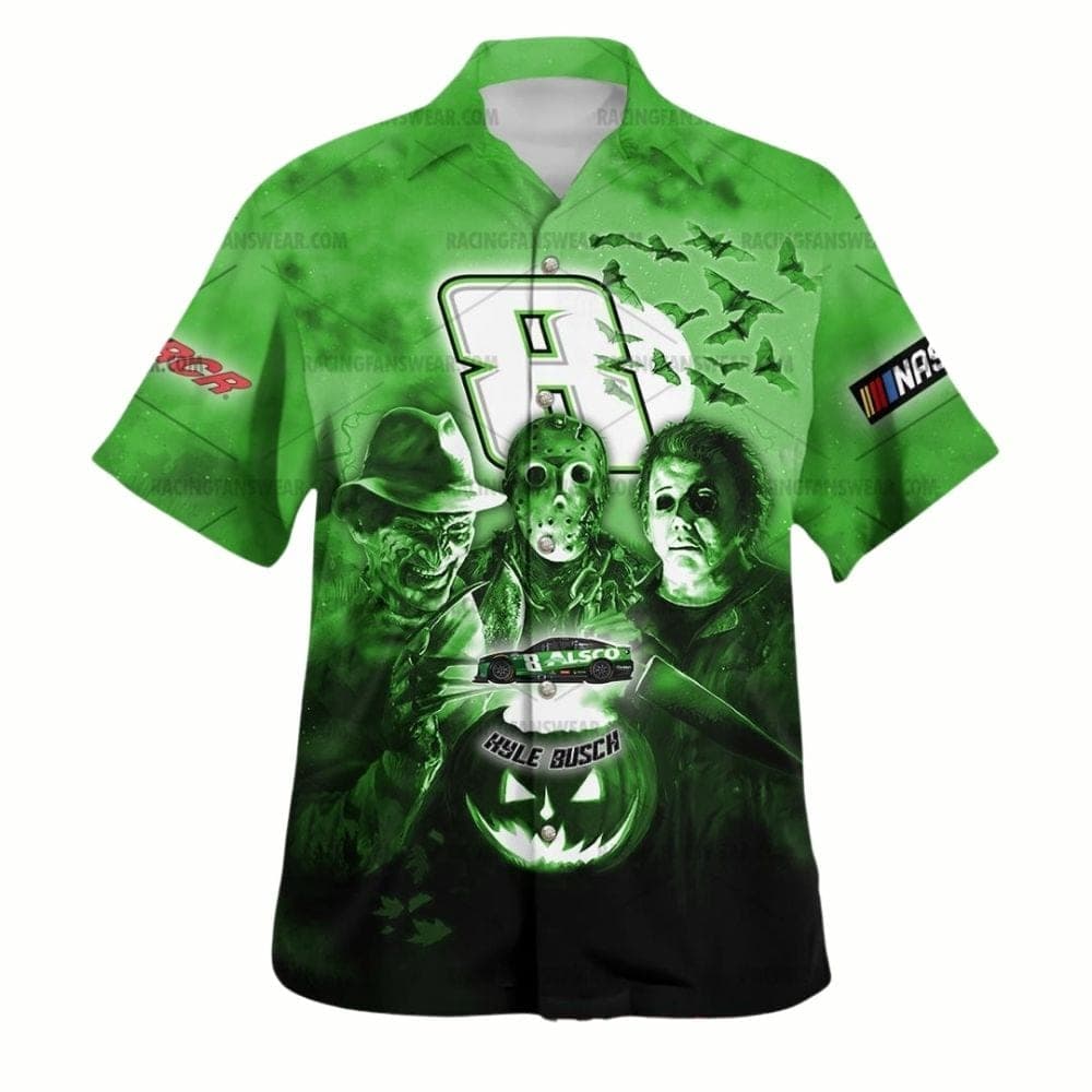 Kyle Busch Nascar Racing With Horror Halloween Hawaiian Shirt