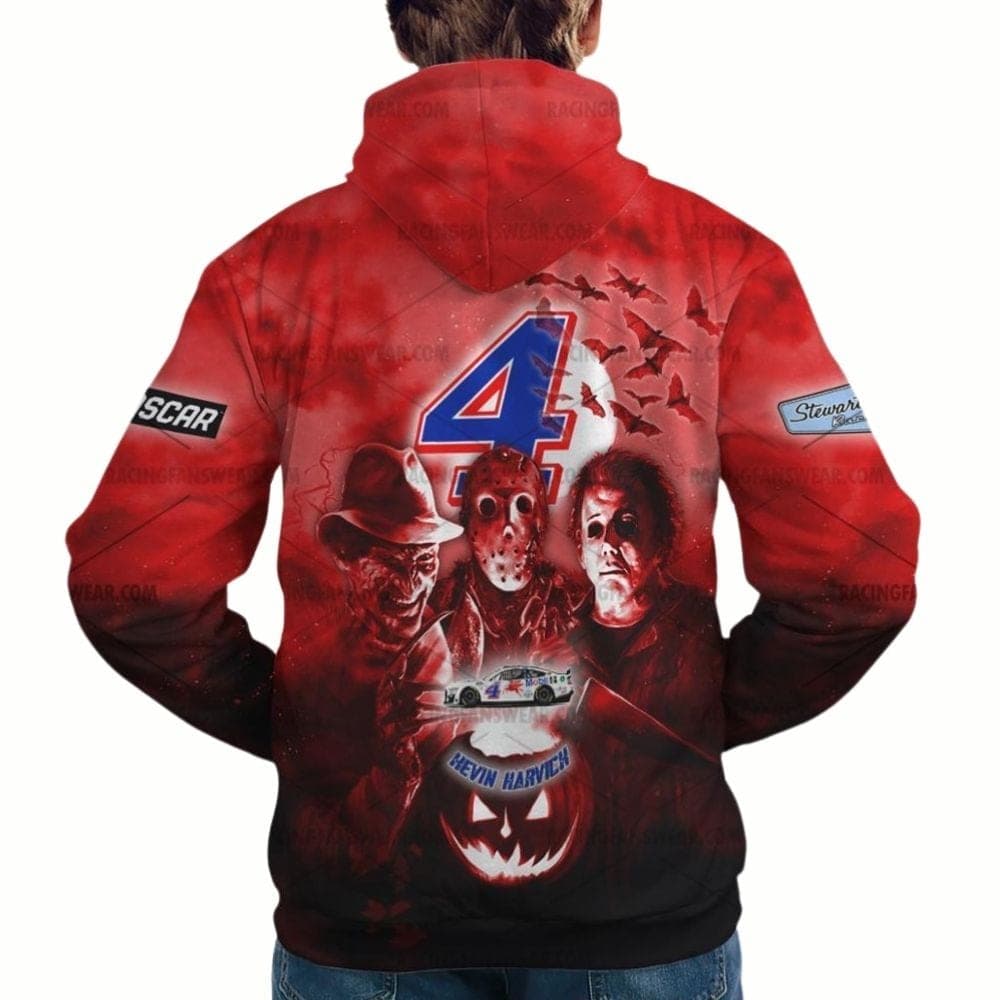Kevin Harvick and Horror Nascar Mobil 1 Racing Halloween All-over Print Hoodie