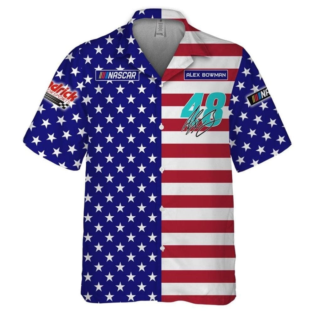 Independence Day Alex Bowman Nascar Racing Signature Hawaiian Shirt