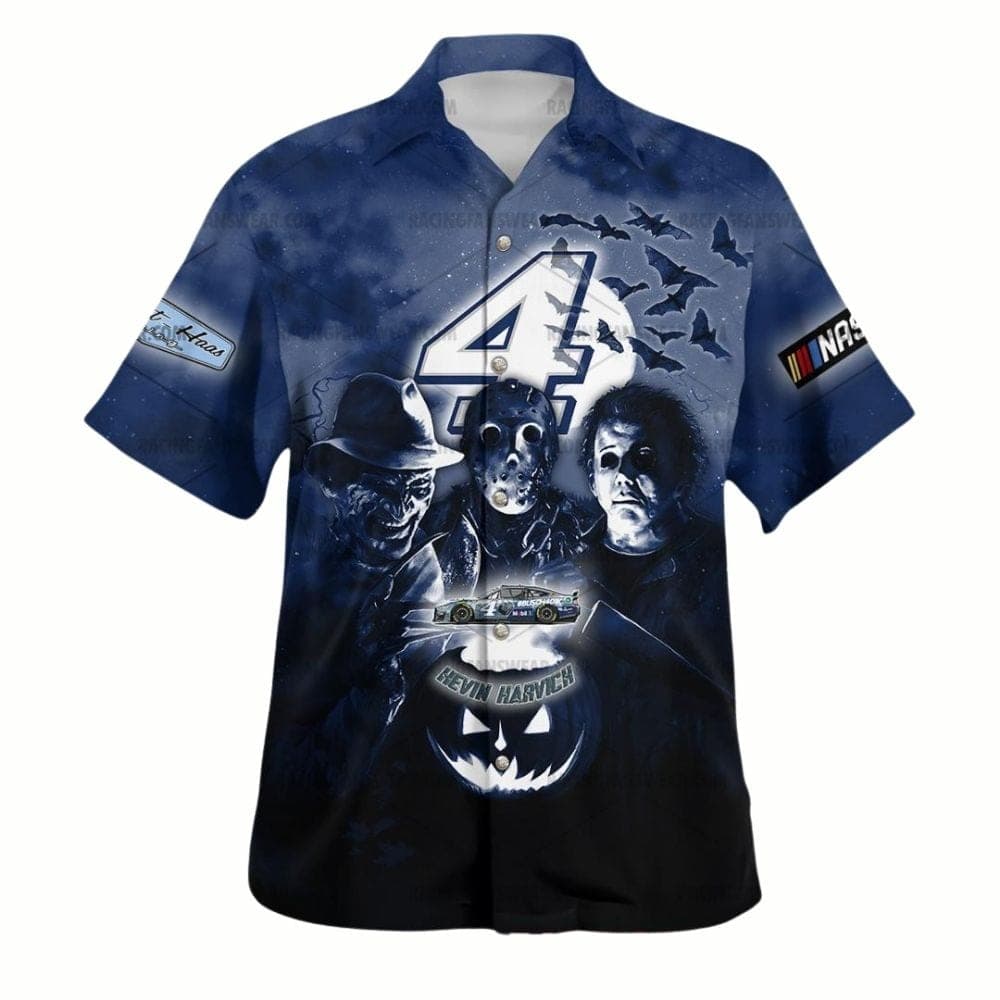 Kevin Harvick and Michael Myers Friends Nascar Racing Halloween Hawaiian Shirt