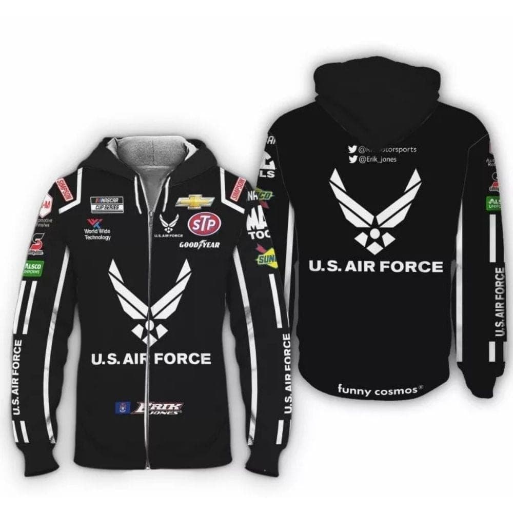 Erik Jones Nascar 2022 US Air Force Racing Uniform All Over Print Hoodie