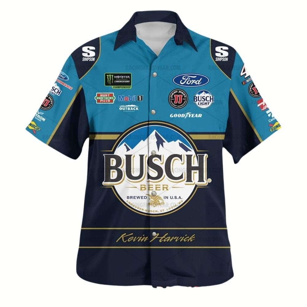 Kevin Harvick Nascar Busch Beer, Jimmy John's and Monster Energy Racing Uniform Hawaiian Shirt