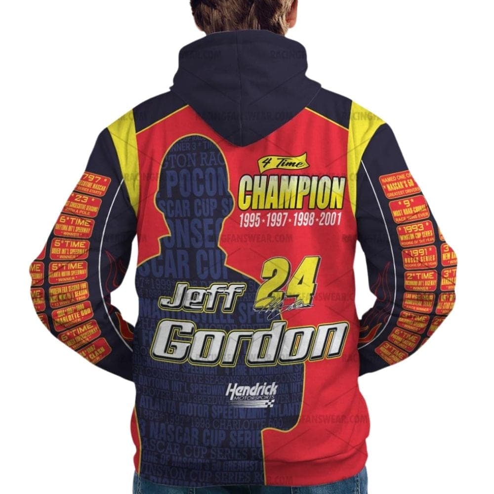 Jeff Gordon Nascar Racing Win 4 Time Champion Uniform All Over Print Hoodie