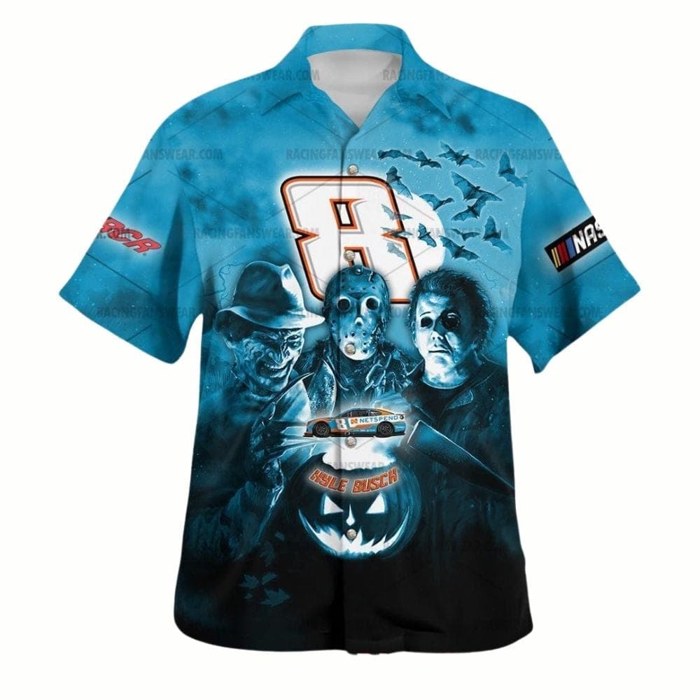 Kyle Busch and Michael Myers Horror Nascar Racing Halloween Hawaiian Shirt
