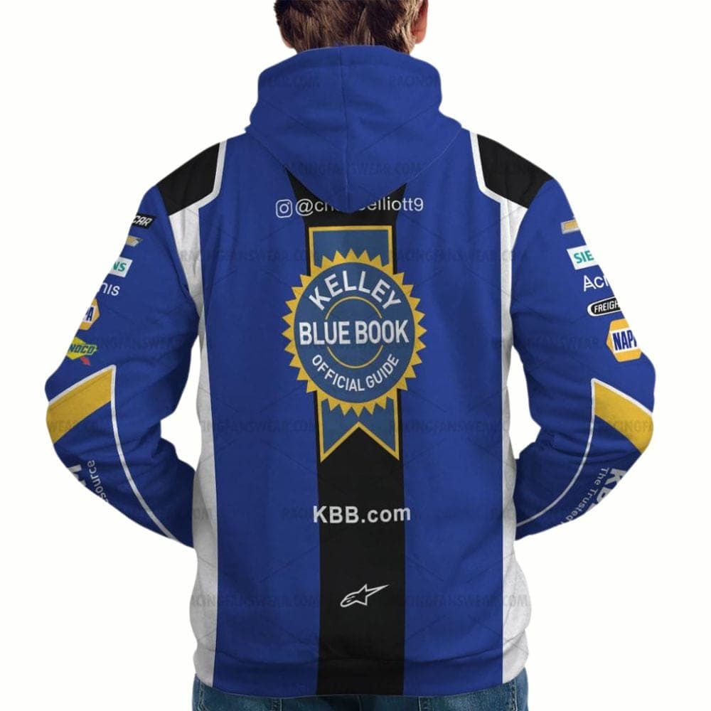 Chase Elliott Nascar 2022 Racing Kelley Blue Book Uniform All-over Print Hoodie