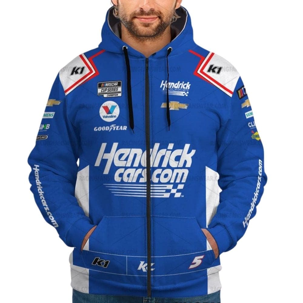 Kyle Larson Nascar 2023 HendrickCars Racing Blue All Over Print Hoodie