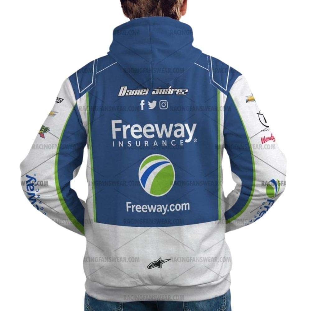 Daniel Suarez Nascar Racing 2024 Trackhouse Racing Freeway Uniform All Over Print Hoodie
