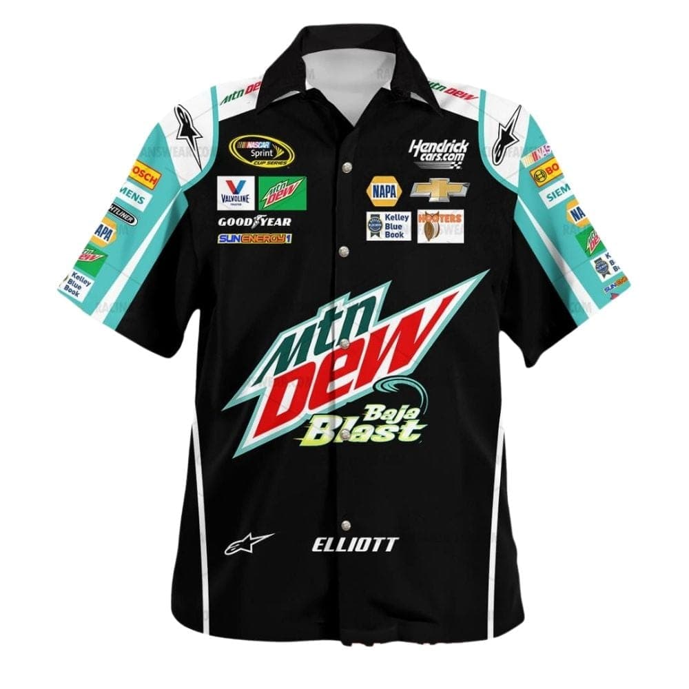 Chase Elliott Nascar Racing Mountain Dew Uniform Hawaiian Shirt