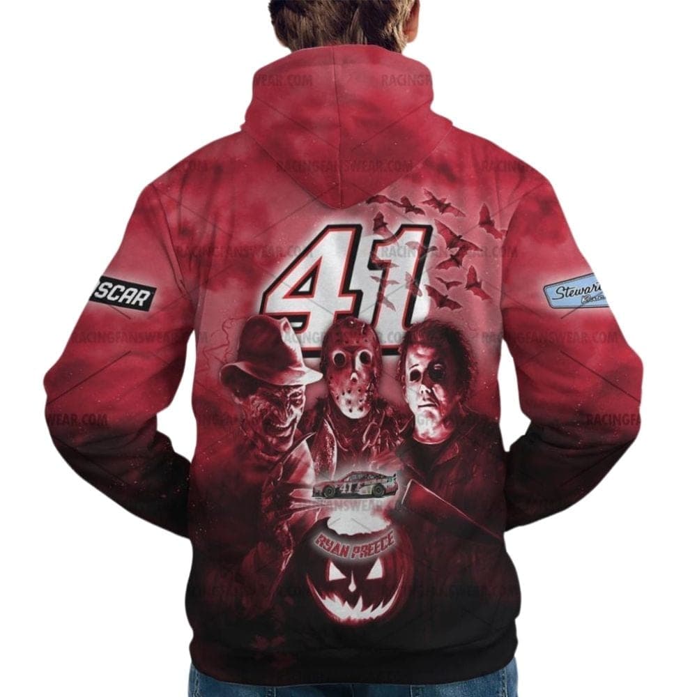 Ryan Preece Nascar Racing With Michael Myers And Friends Horror Halloween All Over Print Hoodie
