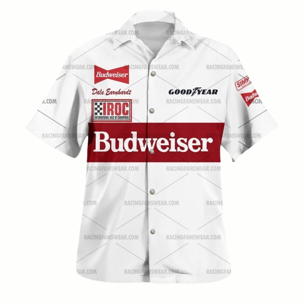 Dale Earnhardt Nascar Racing 1987 Budweiser Uniform Hawaiian Shirt