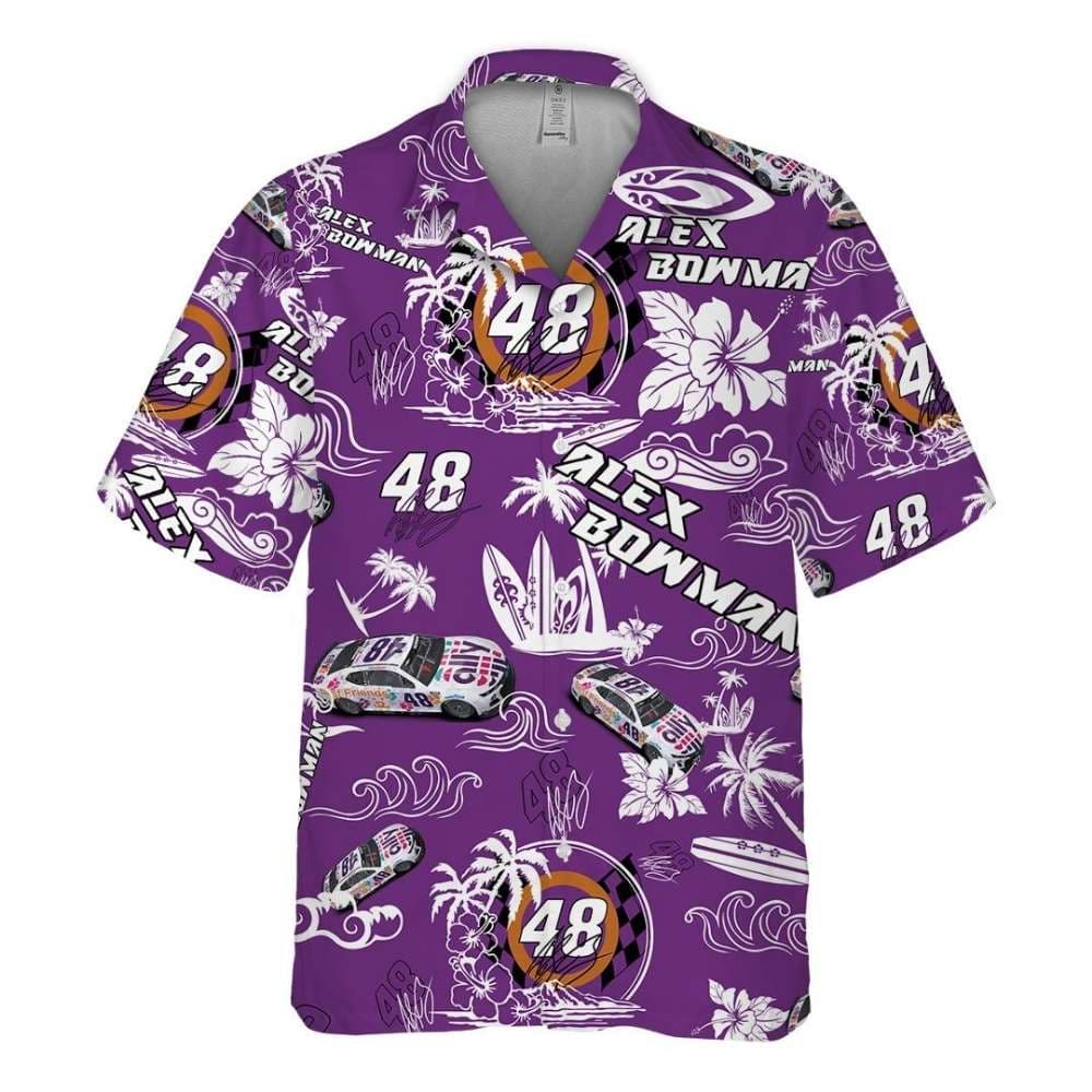 Alex Bowman 48 Nascar Racing Floral Tropical Signature Hawaiian Shirt
