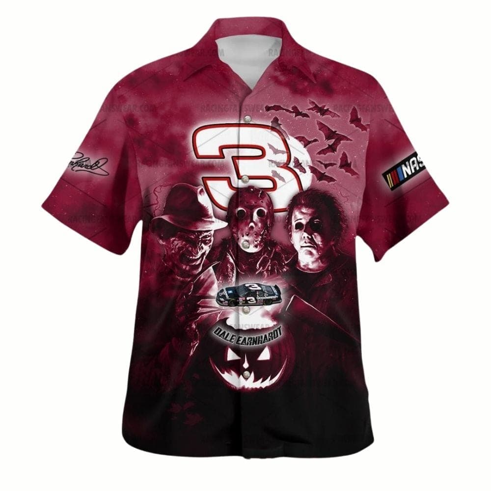 Dale Earnhardt and Michael Myers Horror Nascar Racing Halloween Hawaiian Shirt