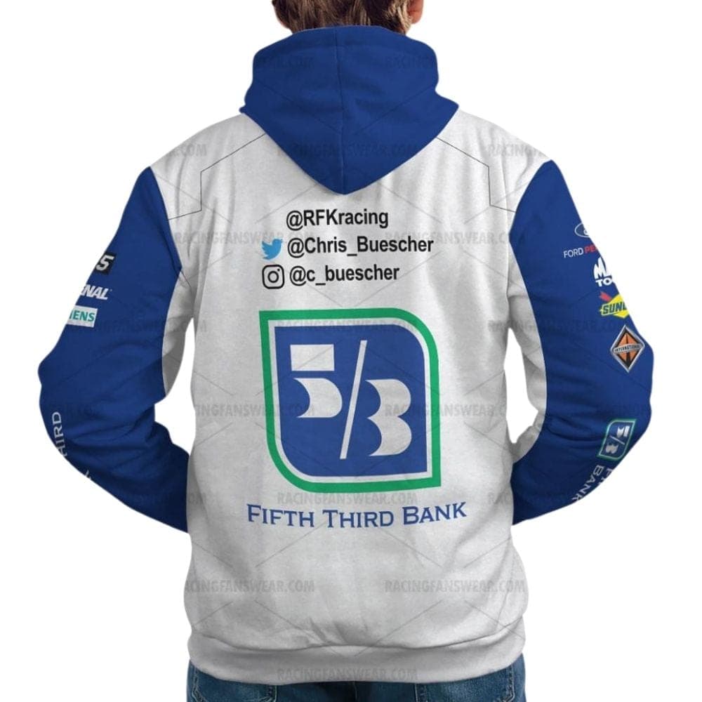 Chris Buescher Ford RFK Fastenal Fifth Third Bank Nascar 2023 Racing All Over Print Hoodie