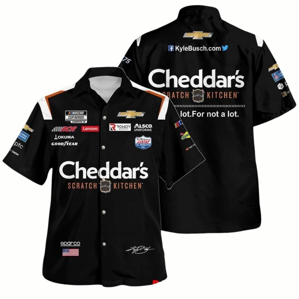 Kyle Busch Nascar 2023 Cheddara's Scratch Kitchen Signature Racing Uniform Hawaiian Shirt