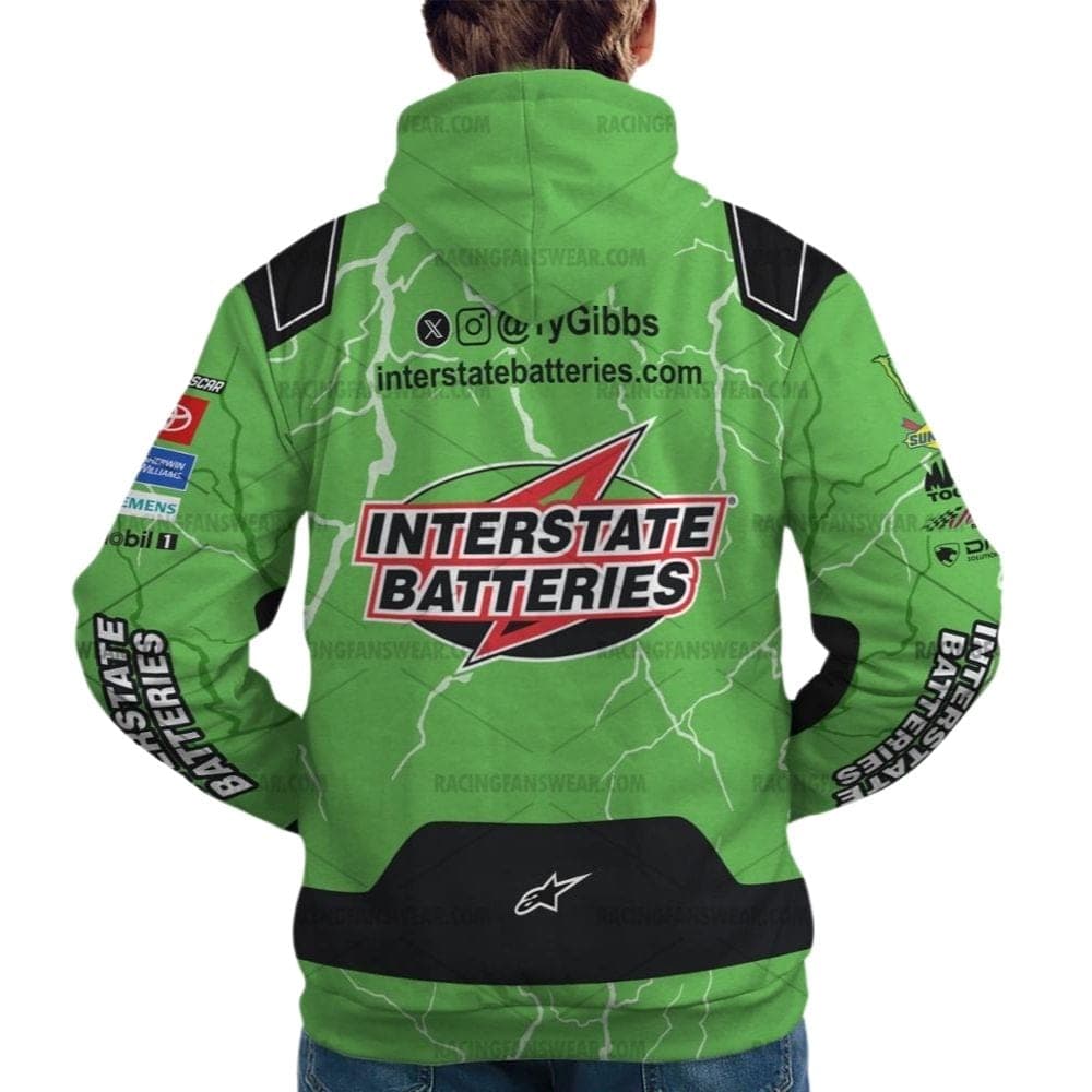 Ty Gibbs Nascar Racing 2024 Interstate Batteries Uniform All Over Print Hoodie