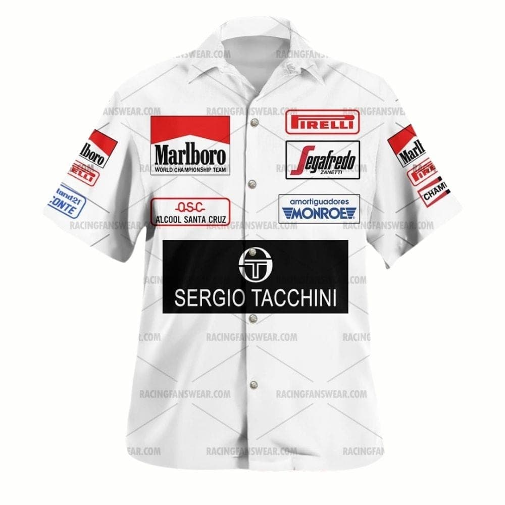 Ayrton Senna Formula One Racing 1984 Sergio Tacchini Uniform Uniform Hawaiian Shirt