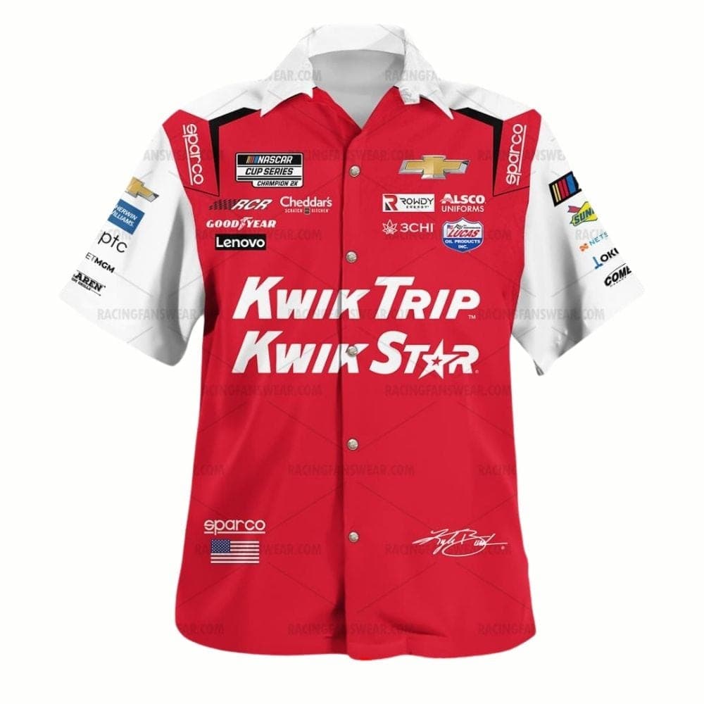 Kyle Busch Nascar 2023 Kwik Trip Kwik Star Racing Signature Uniform Hawaiian Shirt