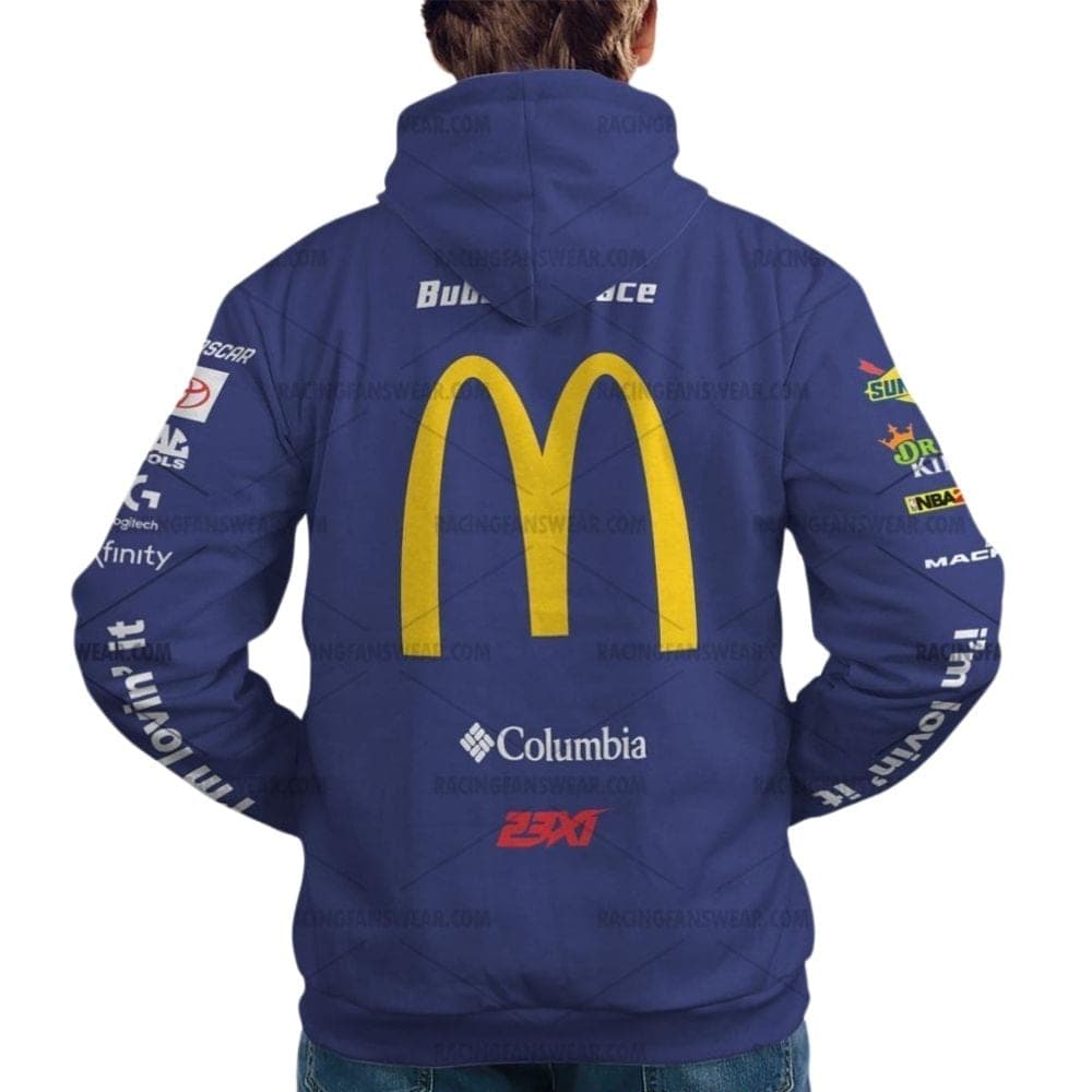 Bubba Wallace Nascar Racing McDonalds Mobil 1 MoneyLion Toyota 2024 Uniform All Over Print Hoodie