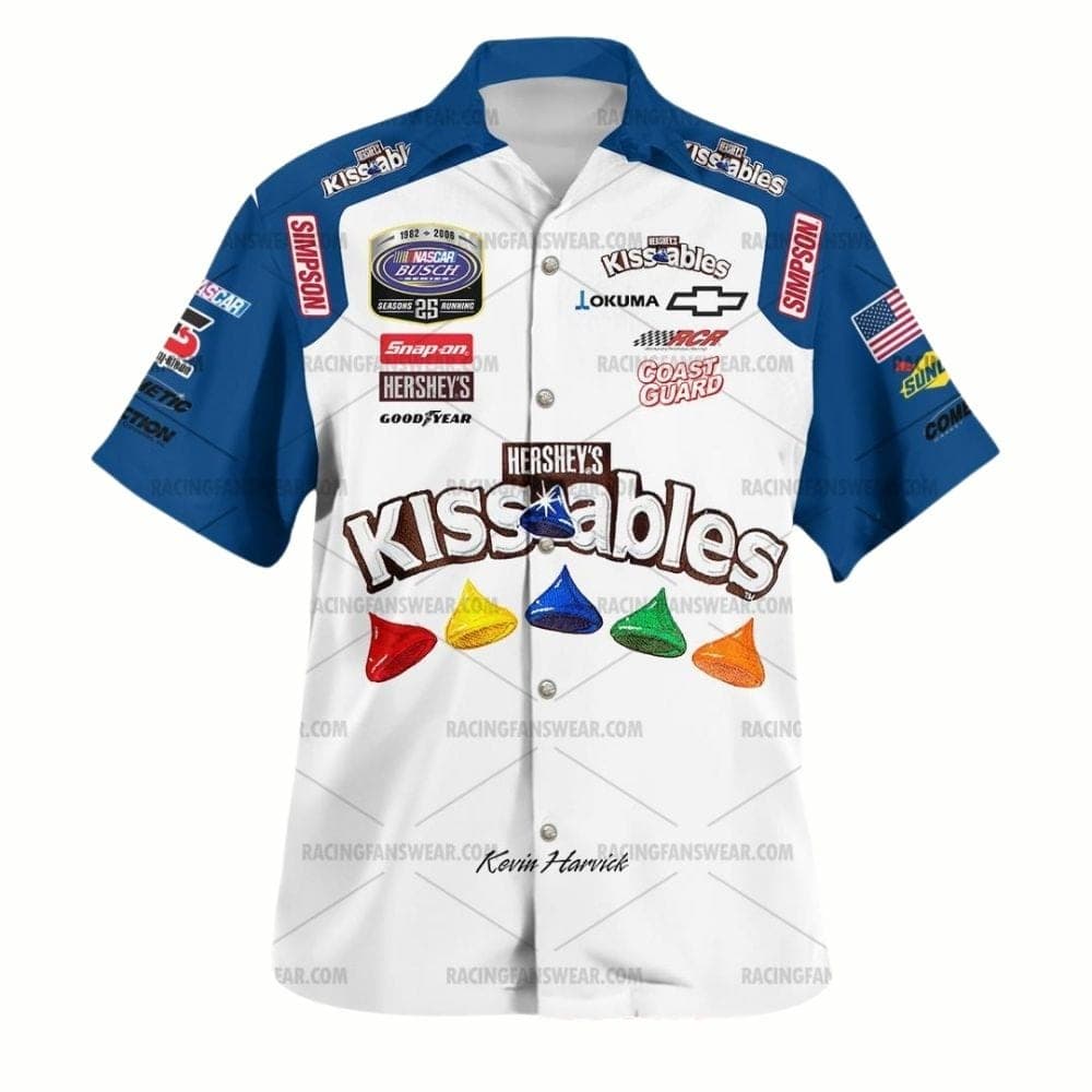 Kevin Harvick Nascar Hershey's Kissables Racing 2000s Uniform Hawaiian Shirt