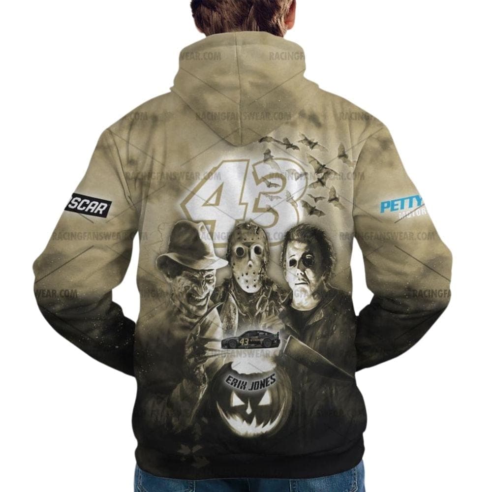 Erik Jones Nascar Racing With Michael Myers Friends Horror Halloween All Over Print Hoodie