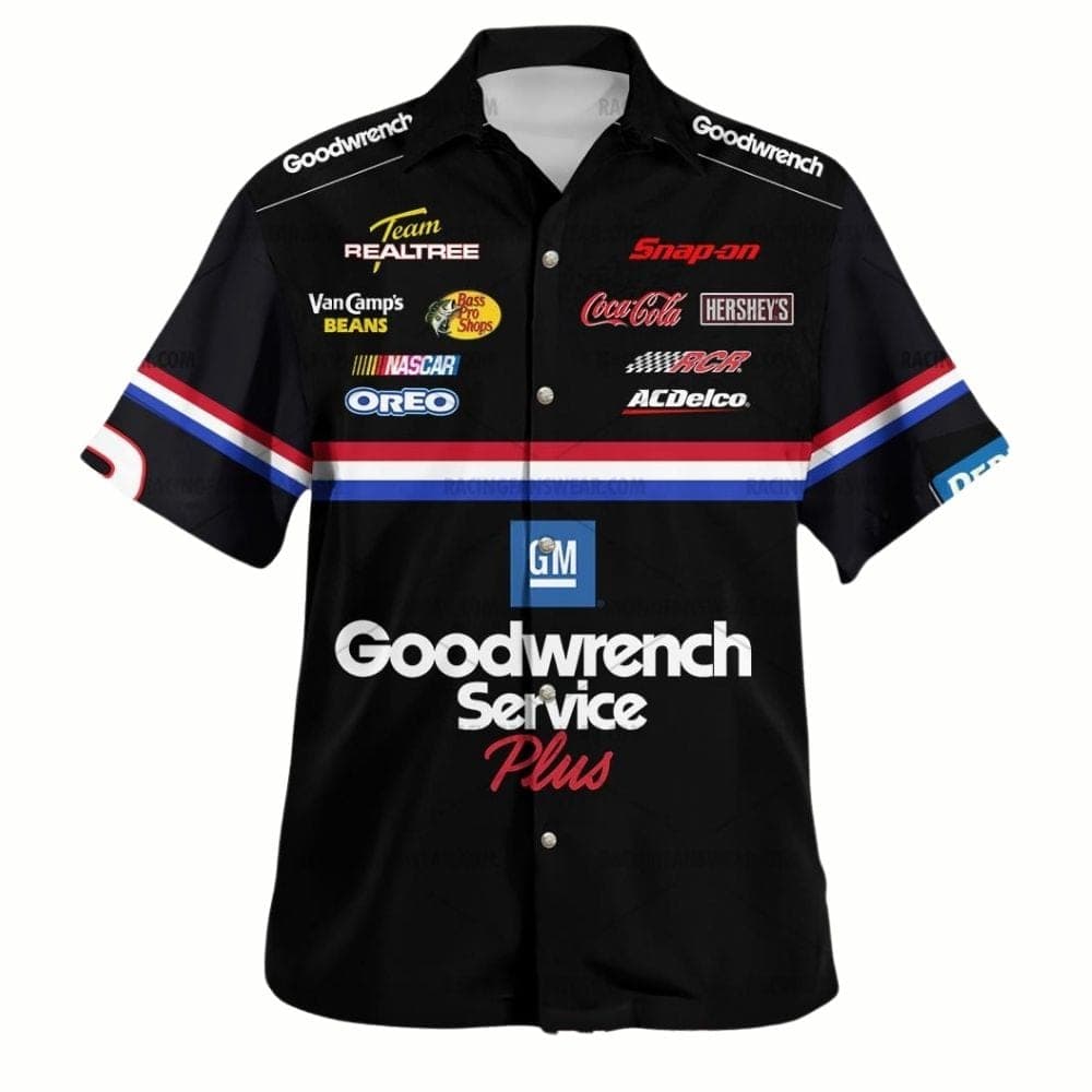 Dale Earnhardt Nascar Racing 90s GM Goodwrench Service Signature Uniform Hawaiian Shirt