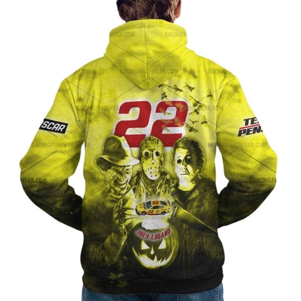 Joey Logano Nascar Racing With Michael Myers Friends Horror Halloween All Over Print Hoodie