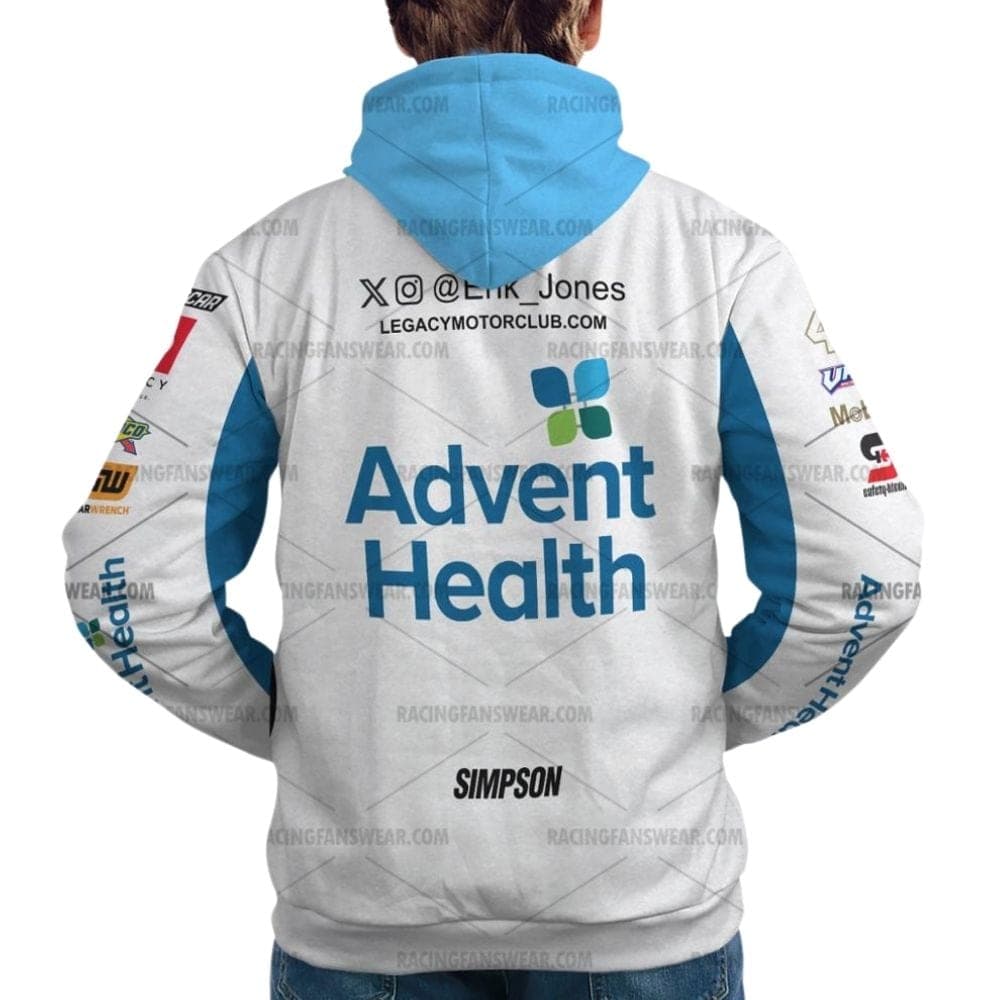 Erik Jones Nascar Racing 2024 Petty GMS Motorsports Advent Health Uniform All Over Print Hoodie