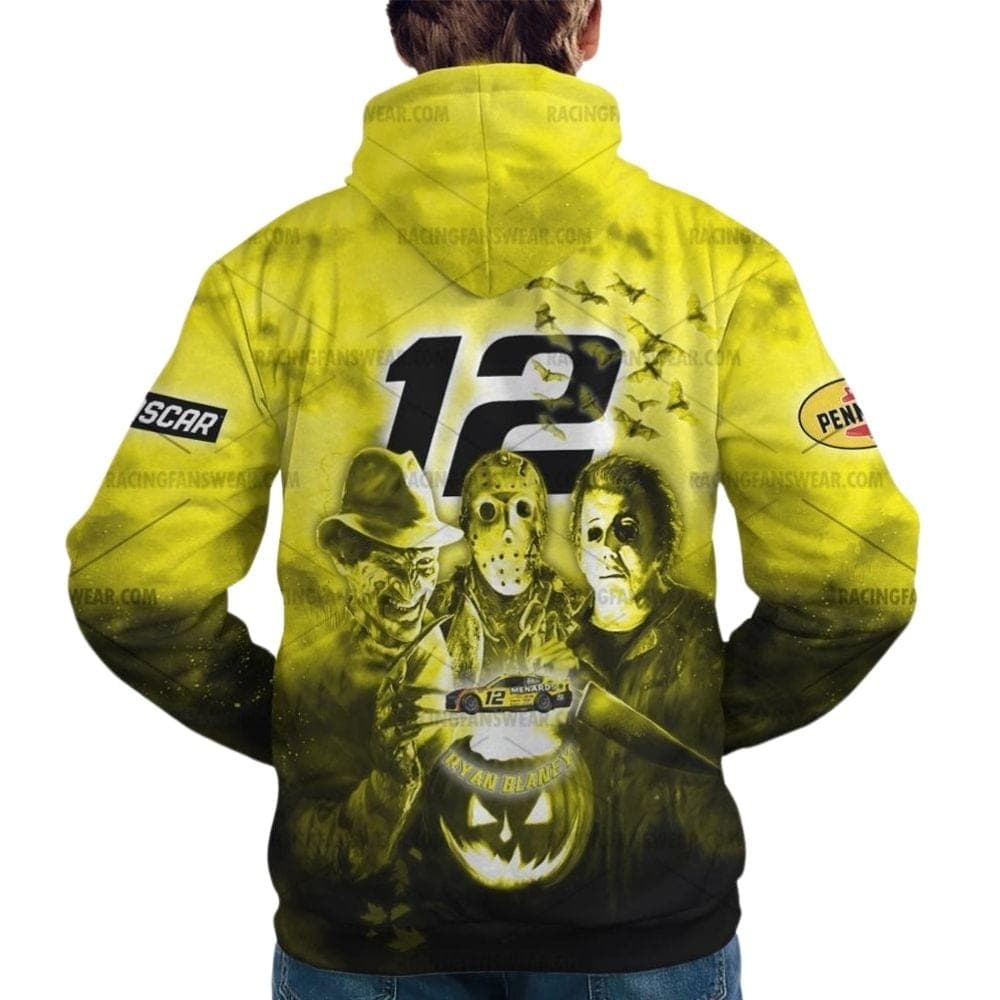 Ryan Blaney With Michael Myers And Friends Horror Pennzoil Racing Halloween All Over Print Hoodie