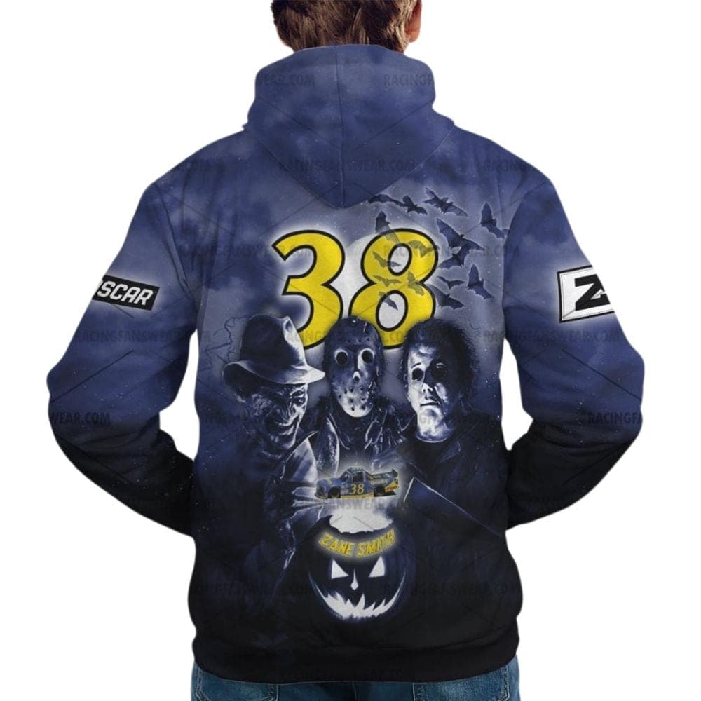 Zane Smith Nascar Racing With Michael Myers Friends Horror Halloween All Over Print Hoodie