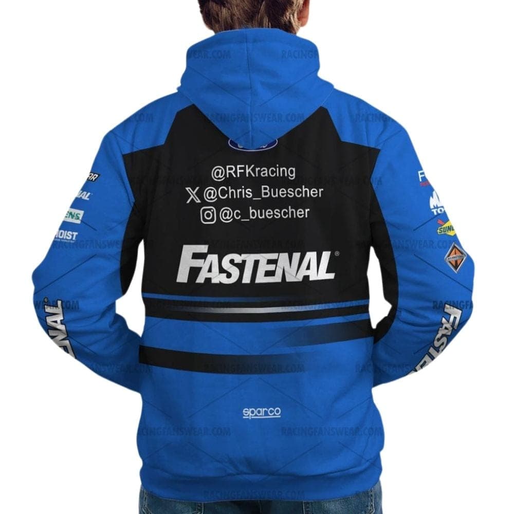 Chris Buescher Nascar Racing 2024 RFK Racing Fastenal Uniform All Over Print Hoodie