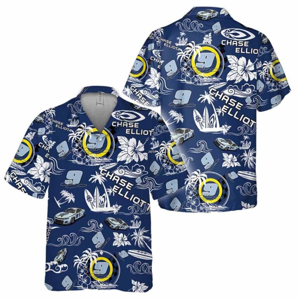 Chase Elliott Nascar 2023 Kelley Blue Book Racing Hawaiian Shirt